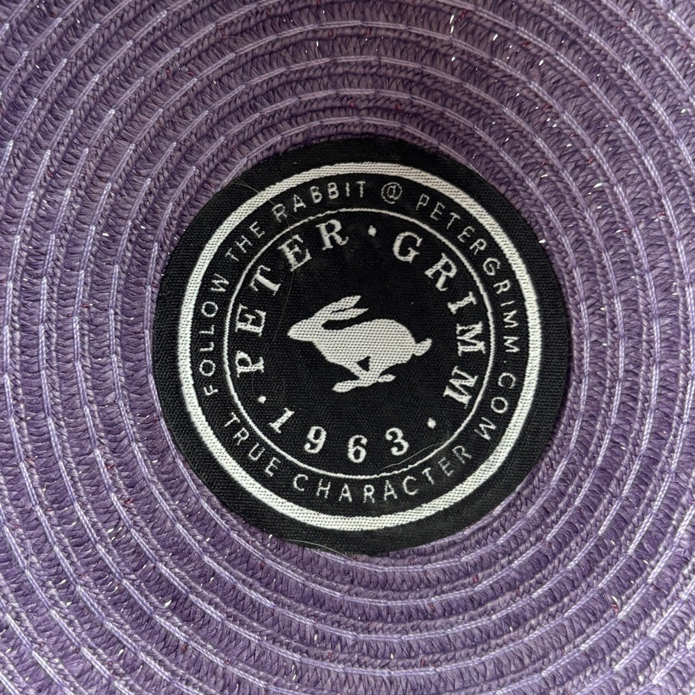 Peter Grimm Sun Hat Womens OS Purple Woven Paper Straw Wide Brim Floppy - Picture 5 of 6